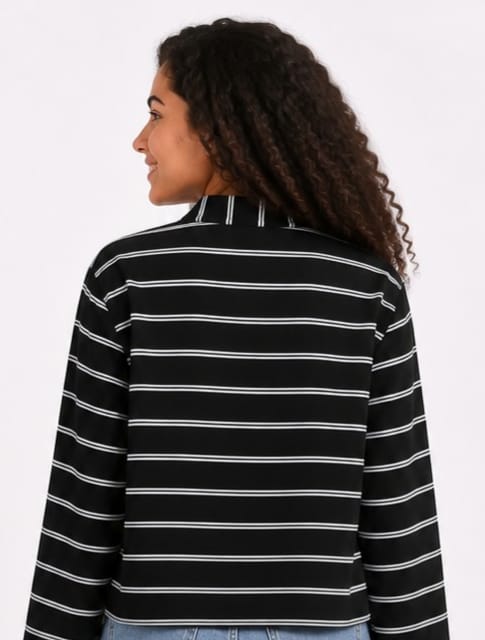Striped Long-Sleeve Crop Top
