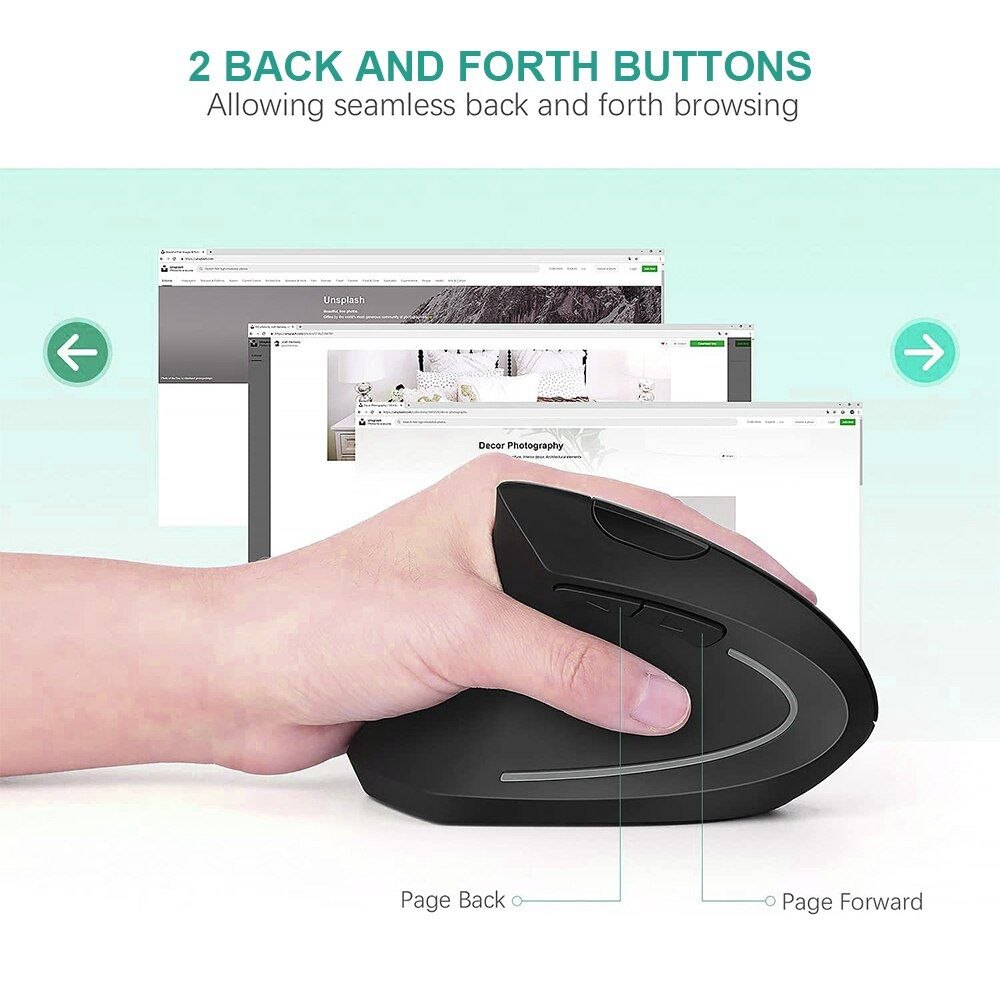 Rechargeable Wireless Ergonomic Vertical Mouse – Black