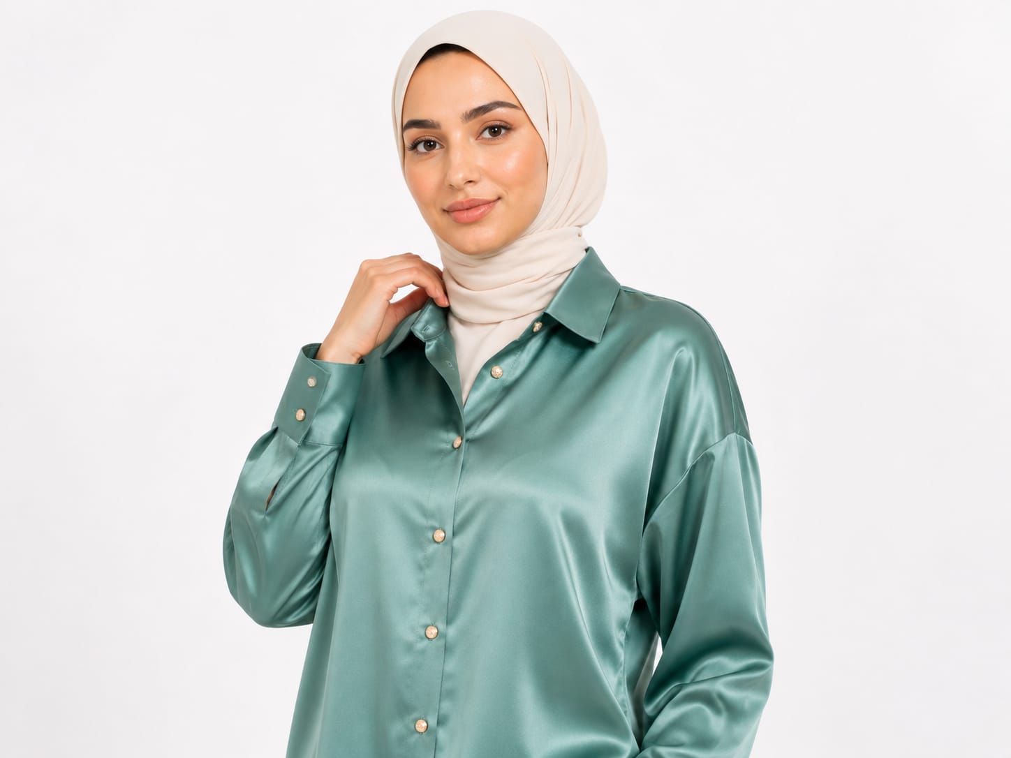 Champagne Gold Satin Button-Up Shirt