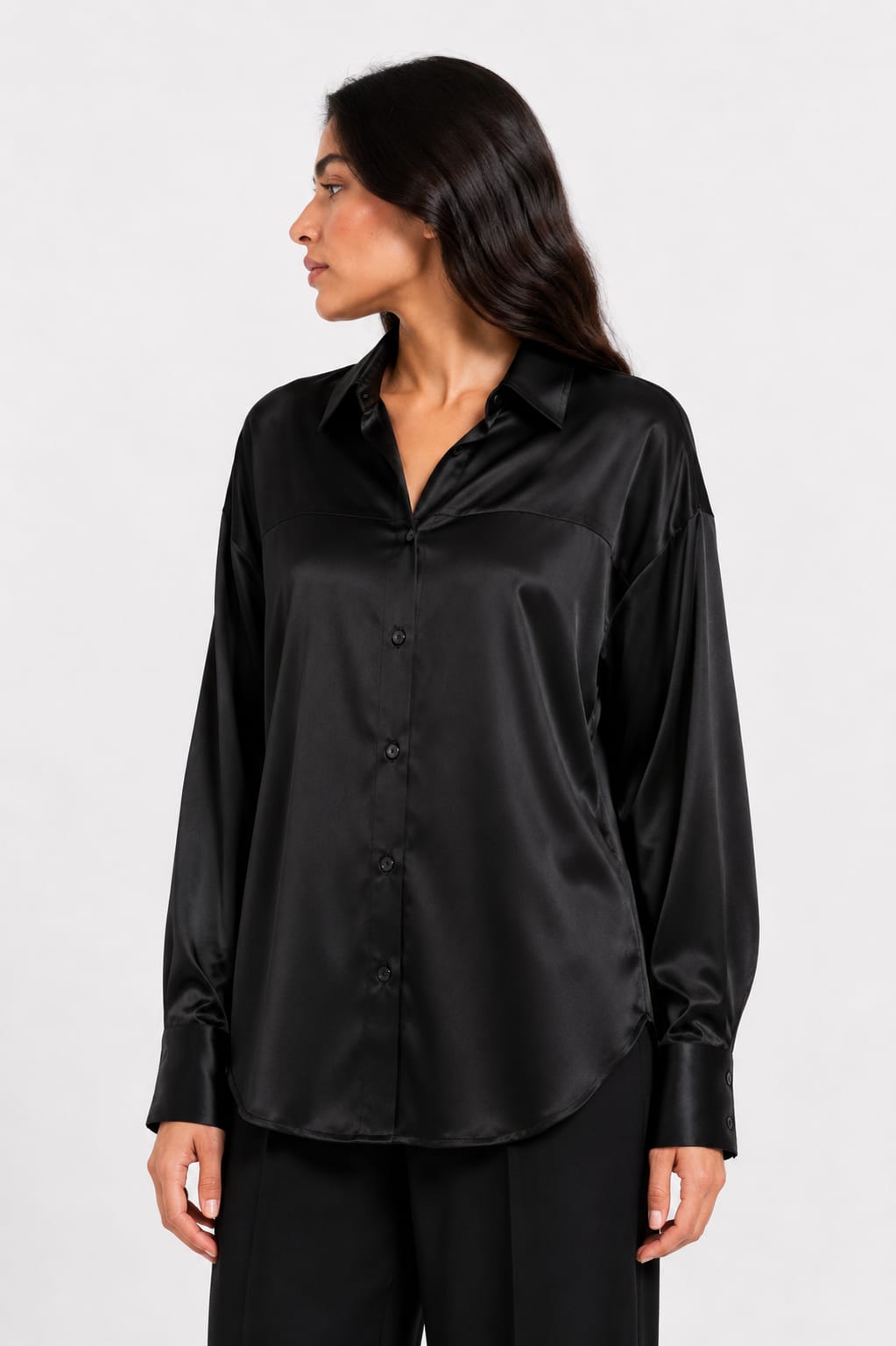 Champagne Gold Satin Button-Up Shirt