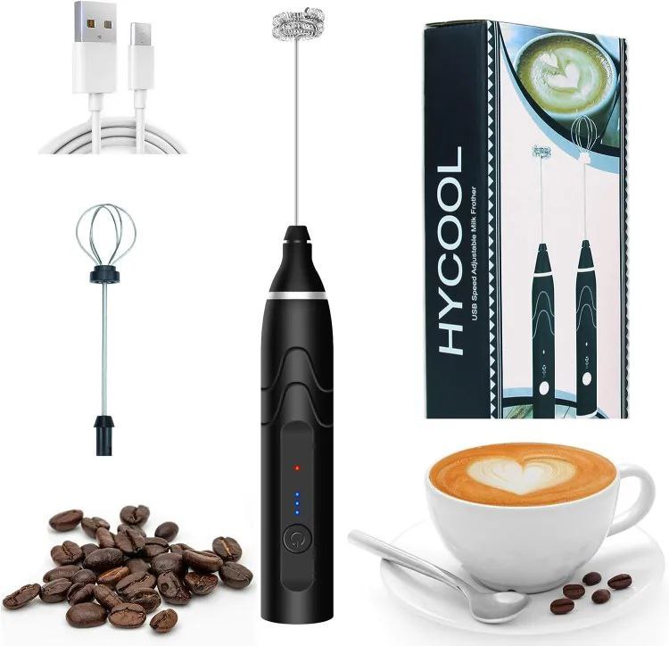 Rechargeable Milk Frother and Egg Beater with 2 Attachments H