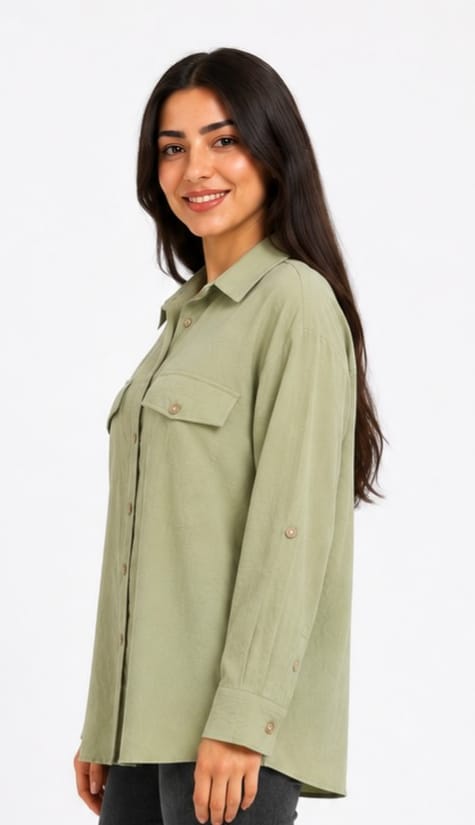 Double-Pocket Button-Up Shirt