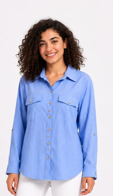 Double-Pocket Button-Up Shirt