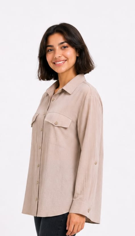Double-Pocket Button-Up Shirt