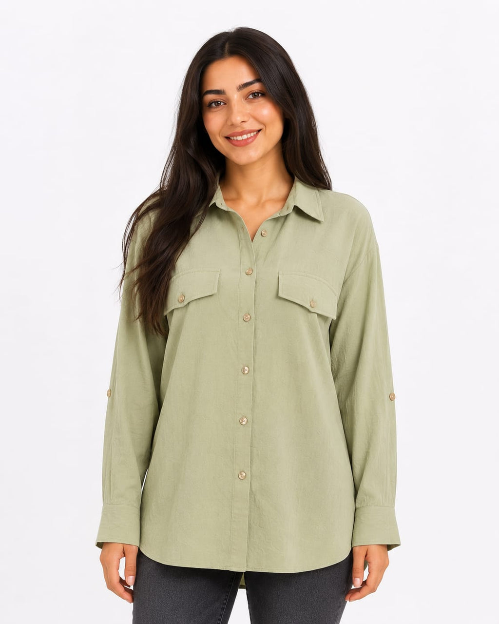 Double-Pocket Button-Up Shirt