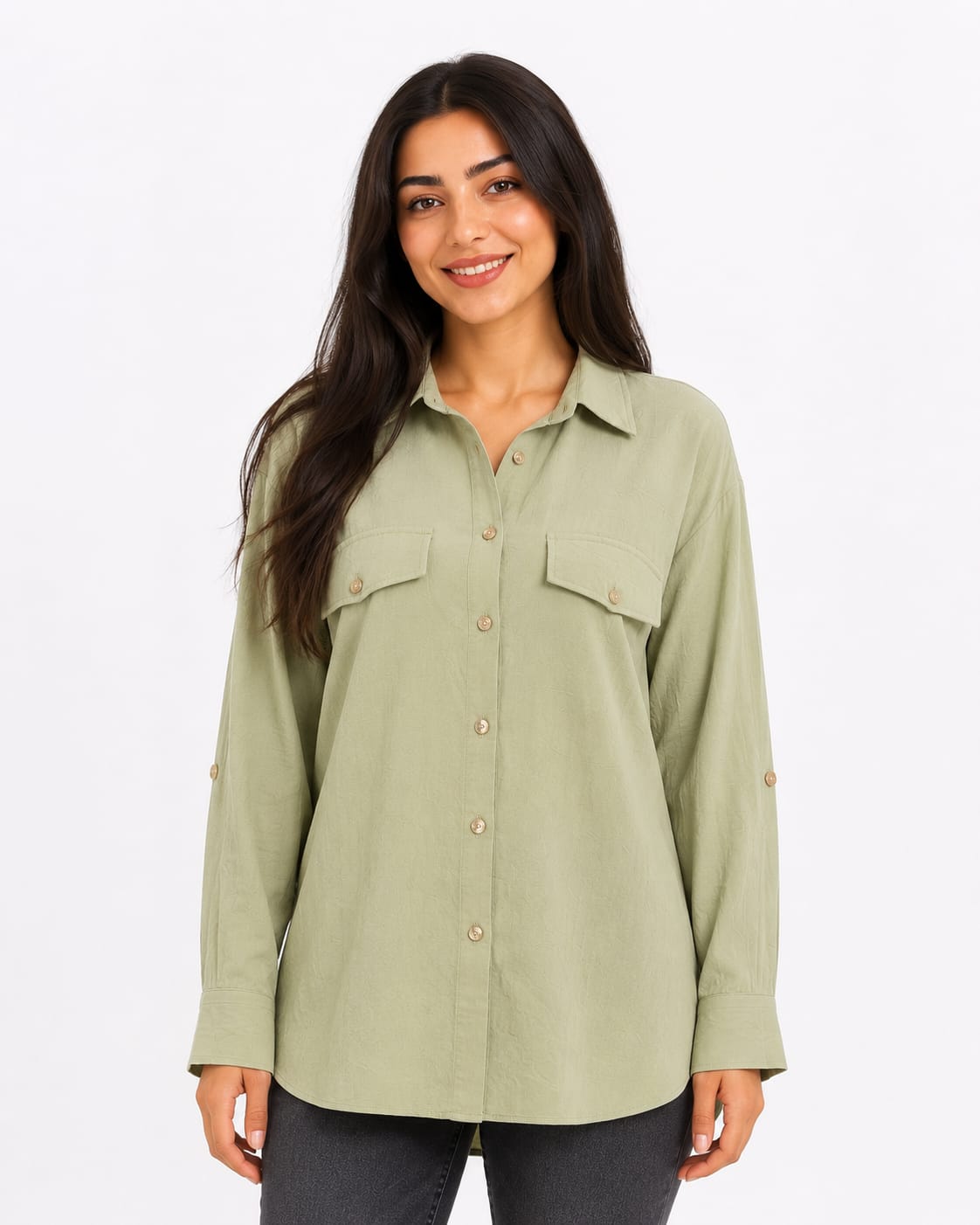 Double-Pocket Button-Up Shirt