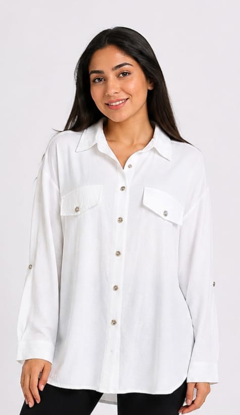Double-Pocket Button-Up Shirt