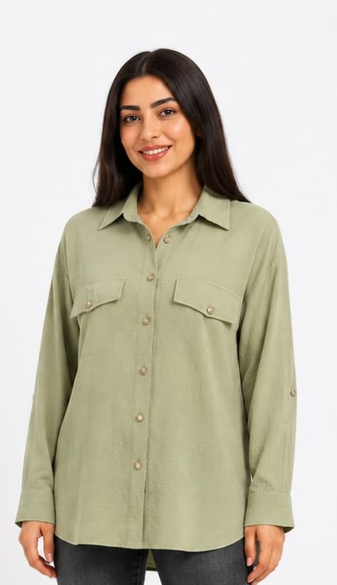 Double-Pocket Button-Up Shirt