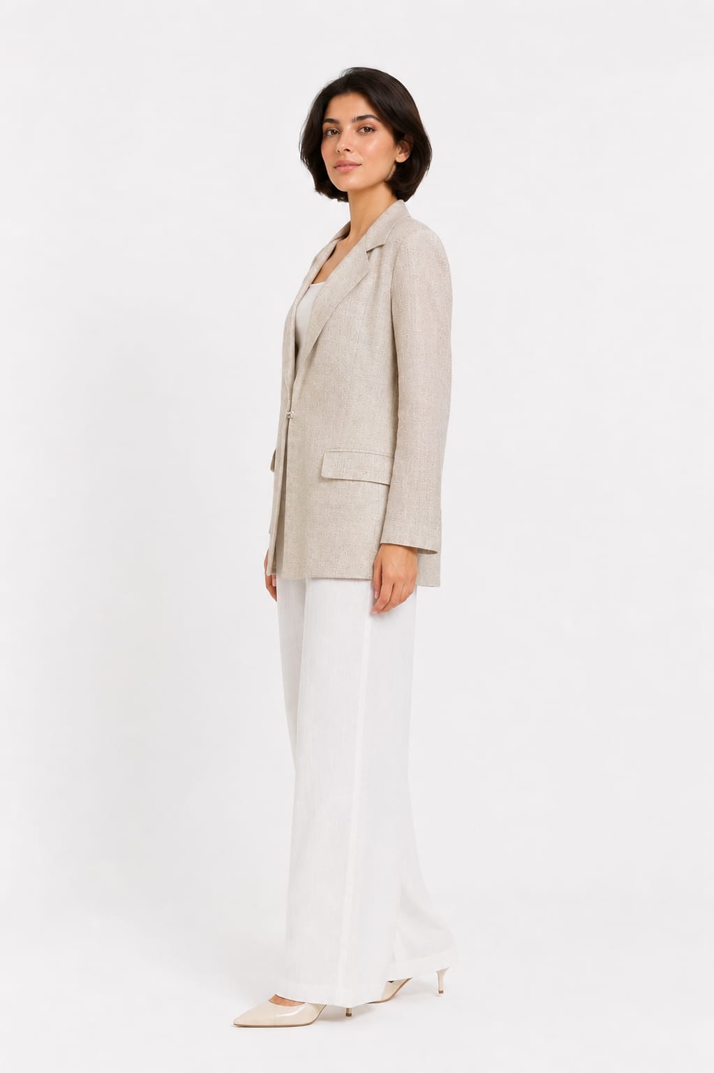 Textured Open-Front Blazer