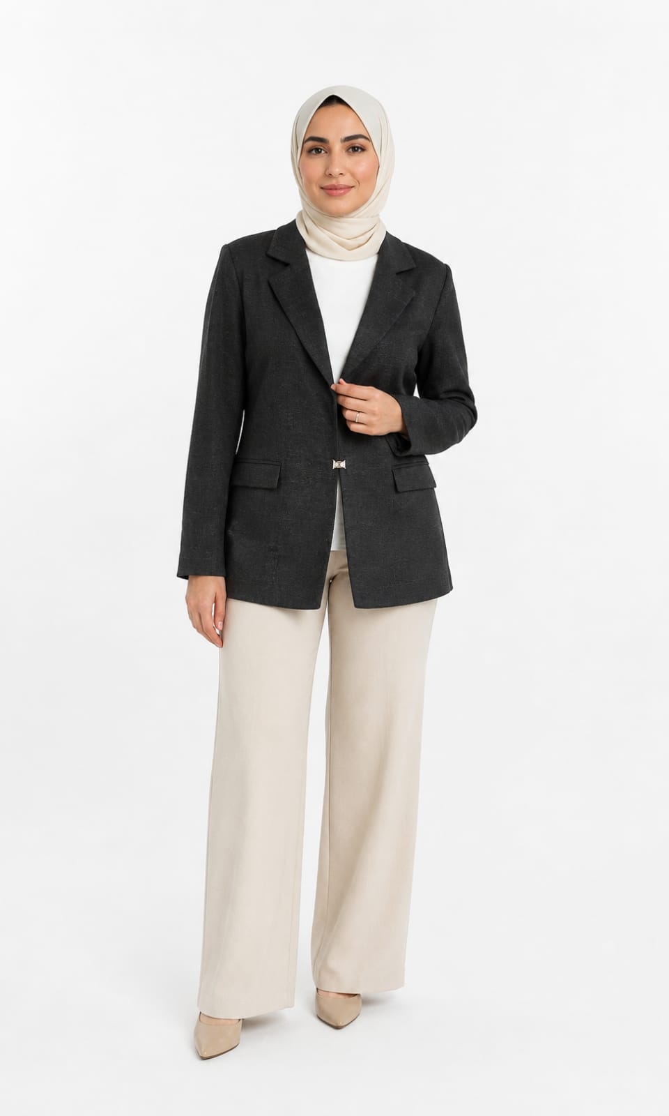 Textured Open-Front Blazer