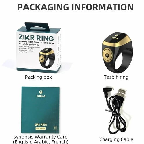 Smart Zikr Counter Ring with Prayer Time Reminder