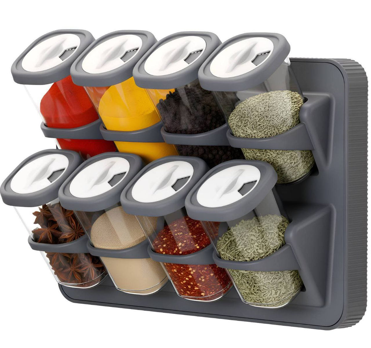 رف توابل دوّار SPICY مع 8 علب توابل K