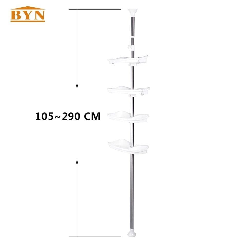 Adjustable Stainless Steel Bathroom Corner Organizer – 4 Tiers