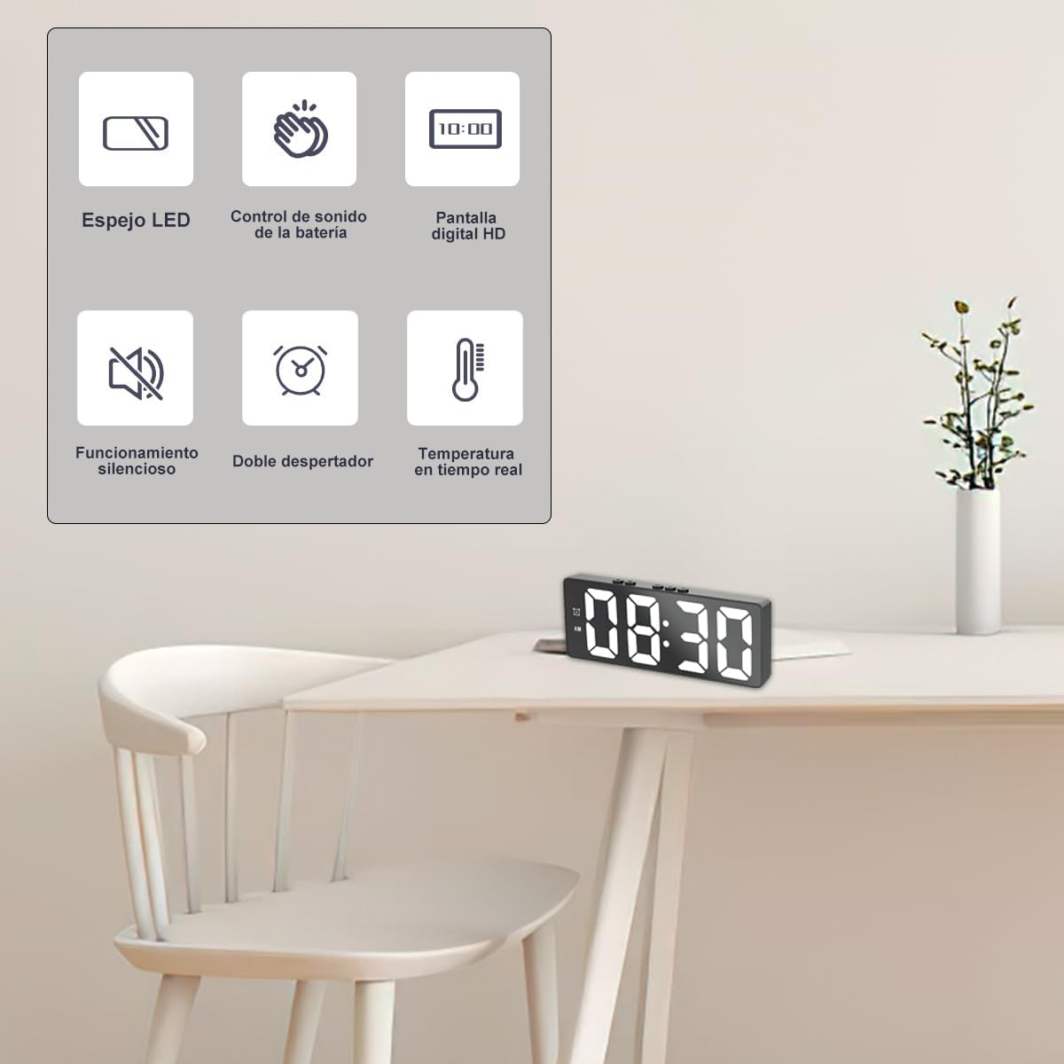 Smart Mirror LED Alarm Clock