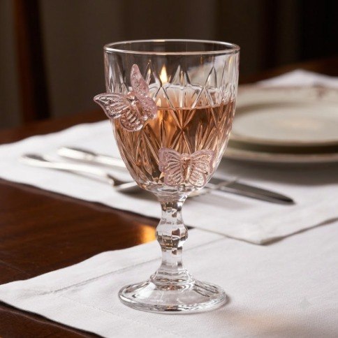 Royal Elegance Pink Bow Glass Juice Cups