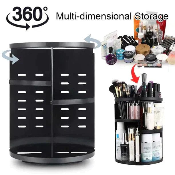 360° Rotating Makeup Organizer with Adjustable Shelves