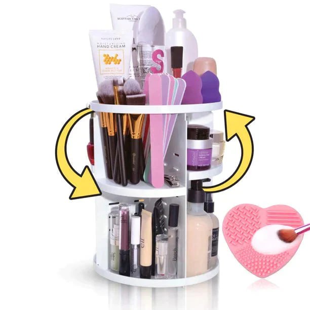 360° Rotating Makeup Organizer with Adjustable Shelves