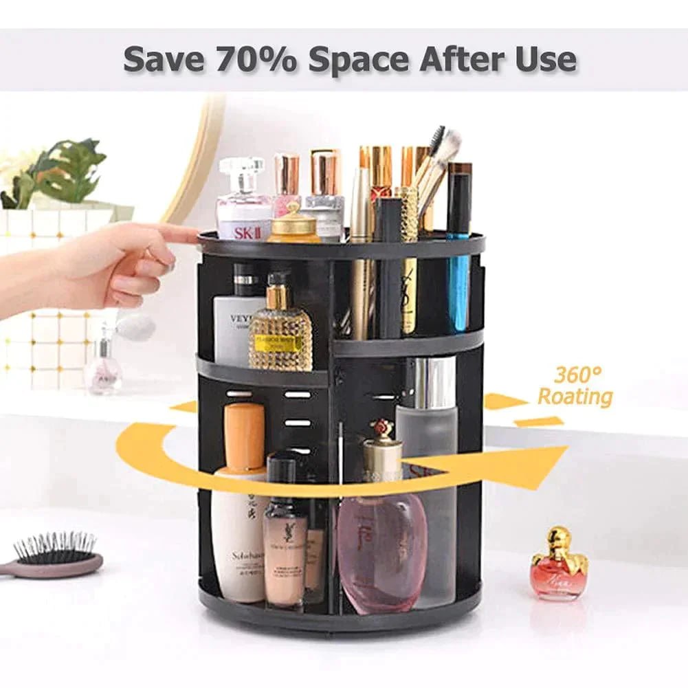 360° Rotating Makeup Organizer with Adjustable Shelves