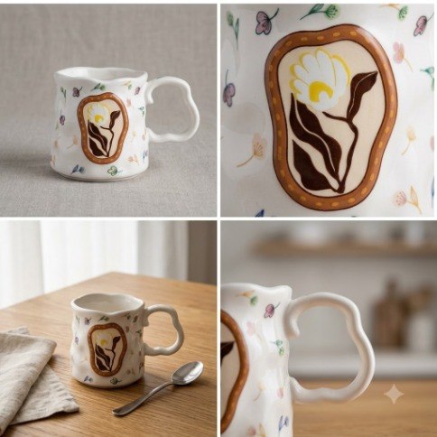 Decorative Ceramic Flower Mugs