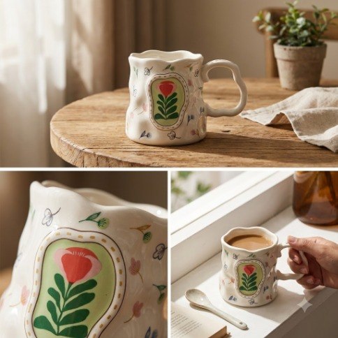 Decorative Ceramic Flower Mugs