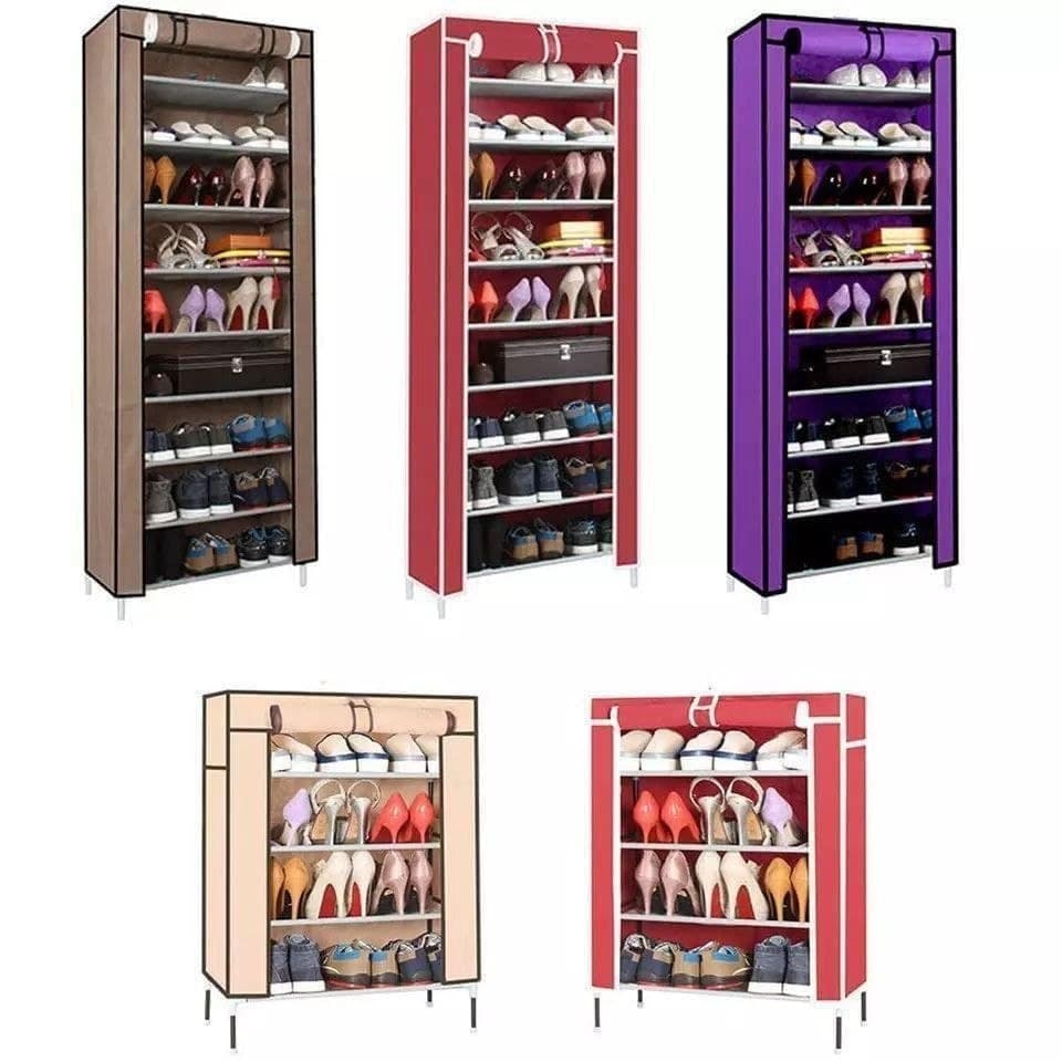 10-Tier Fabric Shoe Rack with Metal Shelves