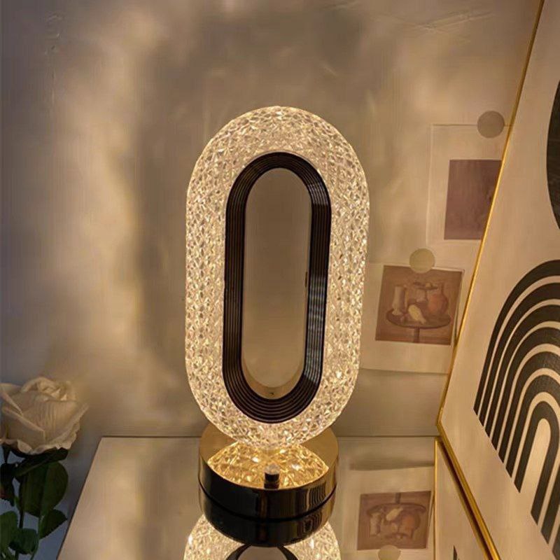 Oval Crystal Touch Table Lamp