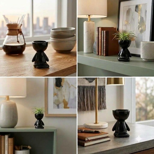 Modern Square Human Figure Ceramic Planter