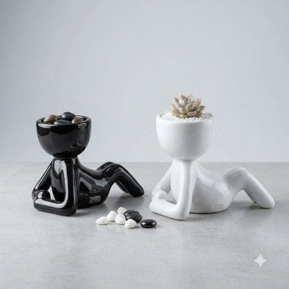 Modern Reclining Human Figure Ceramic Planter
