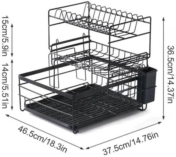 3-Tier Black Metal Dish Drying Rack