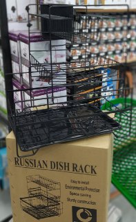 3-Tier Black Metal Dish Drying Rack