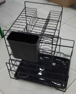 3-Tier Black Metal Dish Drying Rack