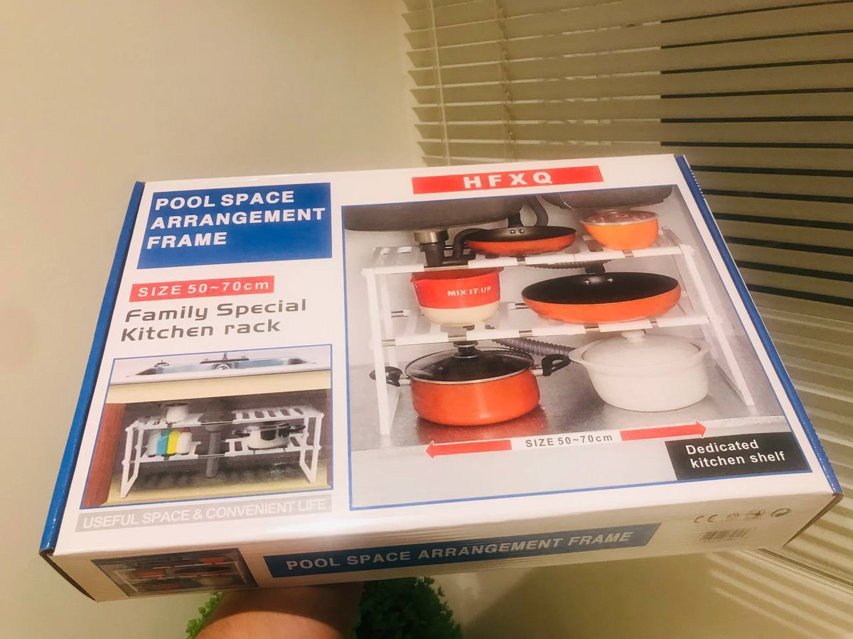 Adjustable Under-Sink Organizer with 2 Shelves