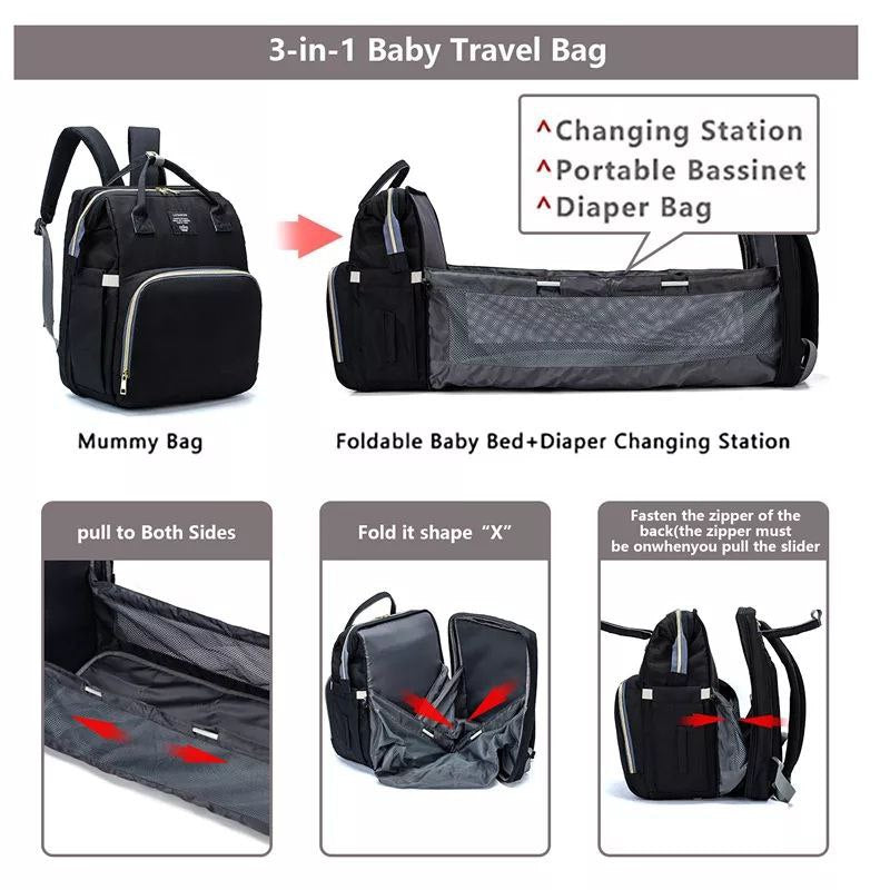 2-in-1 Baby Bed Diaper Bag