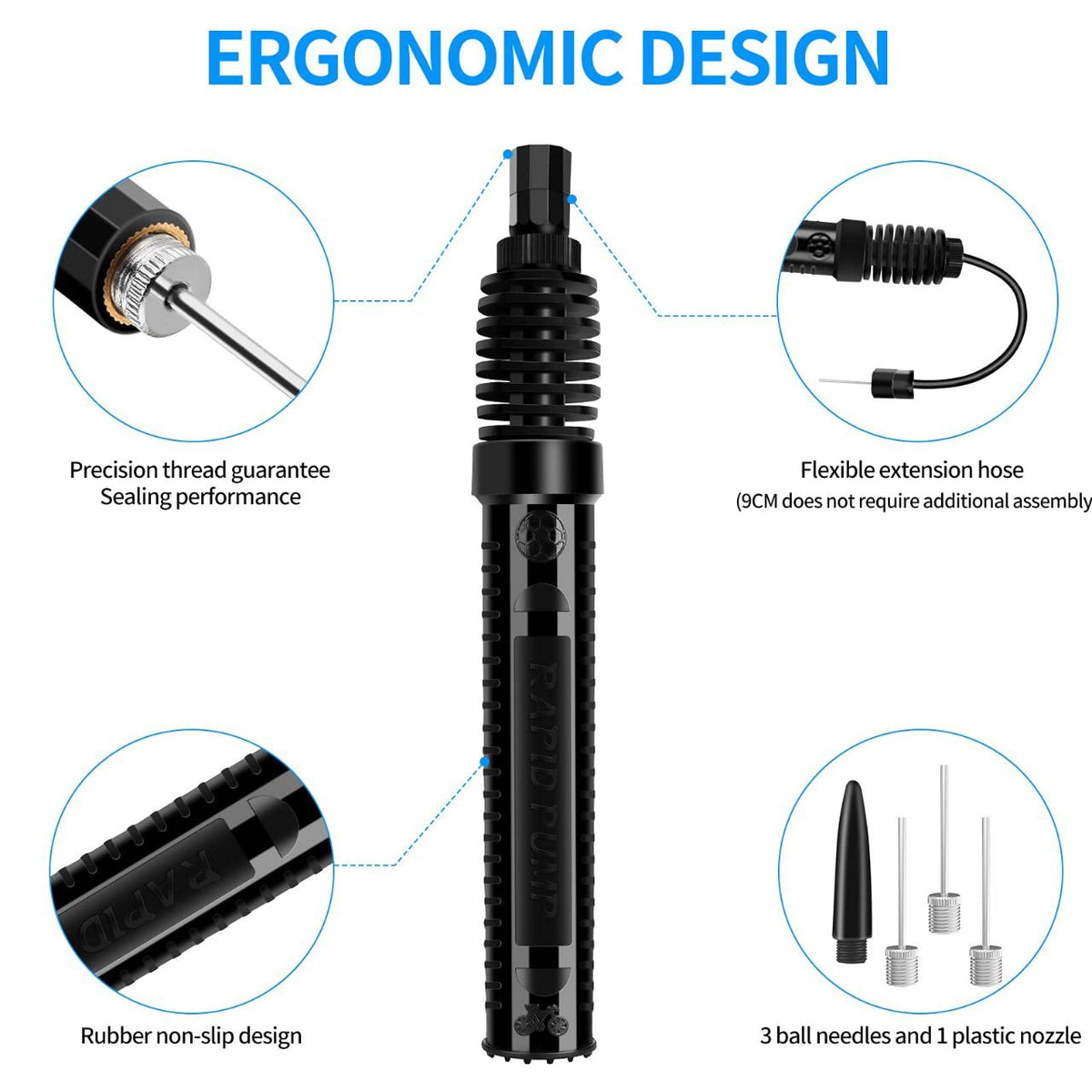 Portable Manual Air Pump with Multi-Purpose Nozzle Kit