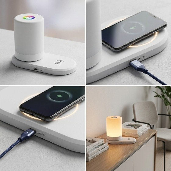 Wireless Charger & 7-Color Touch Table Lamp
