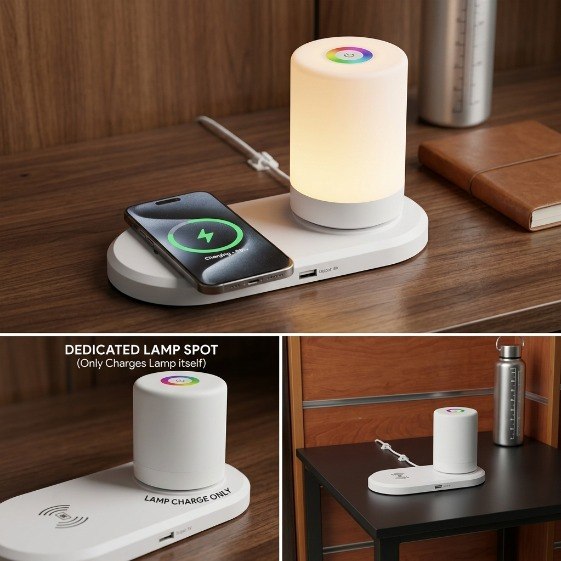 Wireless Charger & 7-Color Touch Table Lamp