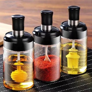 3-Piece Glass Honey Jar Set with Accessories
