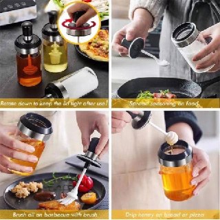 3-Piece Glass Honey Jar Set with Accessories