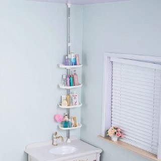 Adjustable Stainless Steel Bathroom Corner Organizer – 4 Tiers