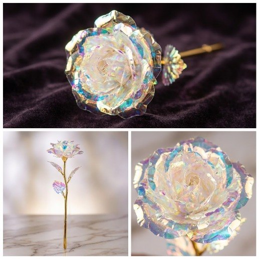 Galaxy Rose Shiny Artificial Flowers – 3 Pieces