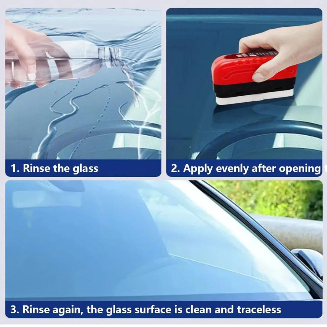 Car Glass Oil Film Removal Brush with Cleaning Solution