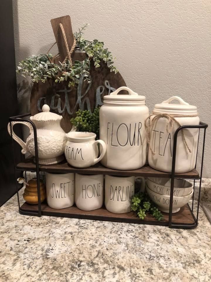 Coffee Rack Metal Stand with 2 Wooden Shelves