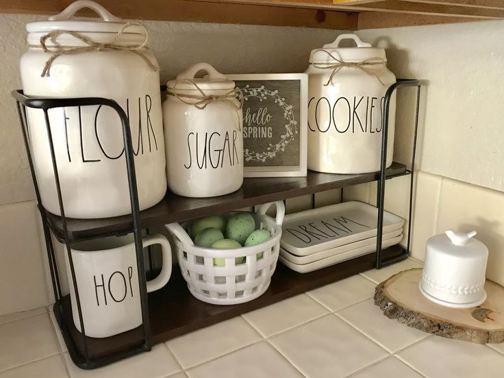 Coffee Rack Metal Stand with 2 Wooden Shelves