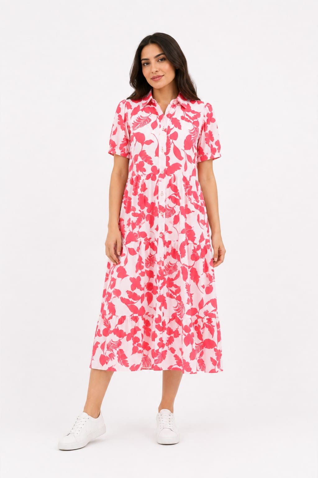 Tiered Abstract Floral Dress