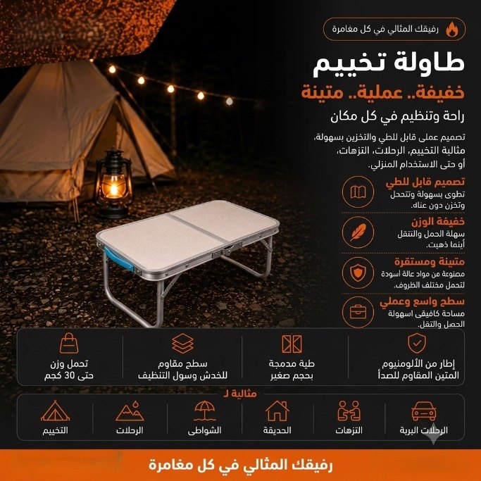 Multi-Purpose Folding Camping & Bedside Table