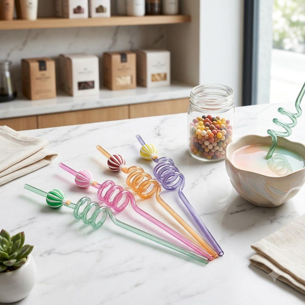 TwistBall™ Colorful Balloon Spiral Drinking Straws